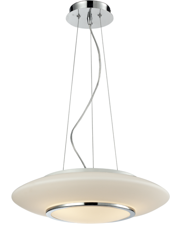 Pendant Round Chrome _ Glass Frosted
