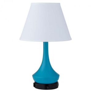 Teardrop-Style Aqua & Black Table Lamp