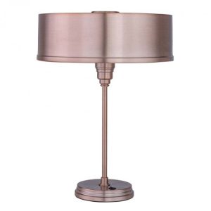 Oiled Bronze Lamp with Round Metal Shade