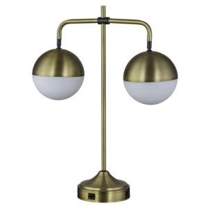 Brushed Brass Desk Lamp & Glass Globes