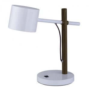Modern Teak Wood & White Table Lamp
