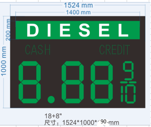 11197 Gas Sign 18″ Green 90W