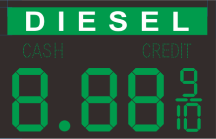 11094 Gas Sign 18″ Numbers, Green, Double Sided Green 90W