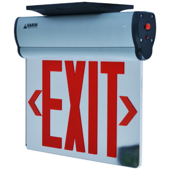 10719 Exit & Emergency Edge Lit Exit Sign, Red, Double Sided 2W