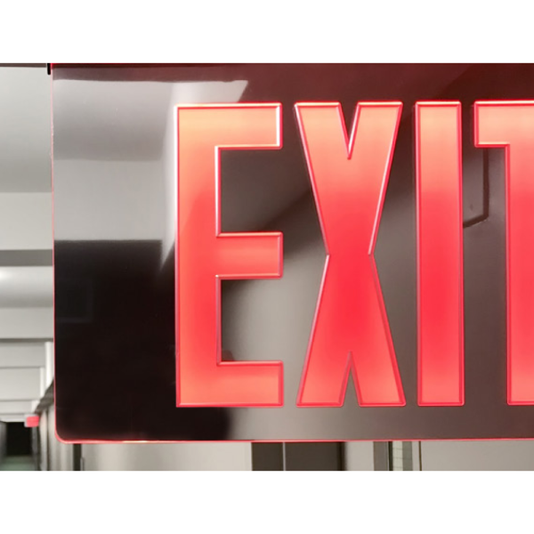 10797 Exit & Emergency Edge Lit Exit Sign, Red, Single Sided 2W