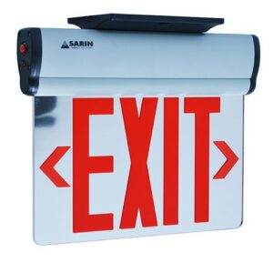 10719 Exit & Emergency Edge Lit Exit Sign, Red, Double Sided 2W